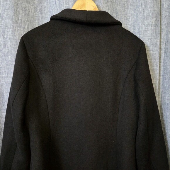 Plaerpener Long Double Breasted Coat Women’s 12 Black Wool Blend - Picture 4 of 13